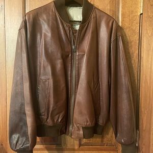 Giorgio Armani Baseball brown leather jacket, size 50